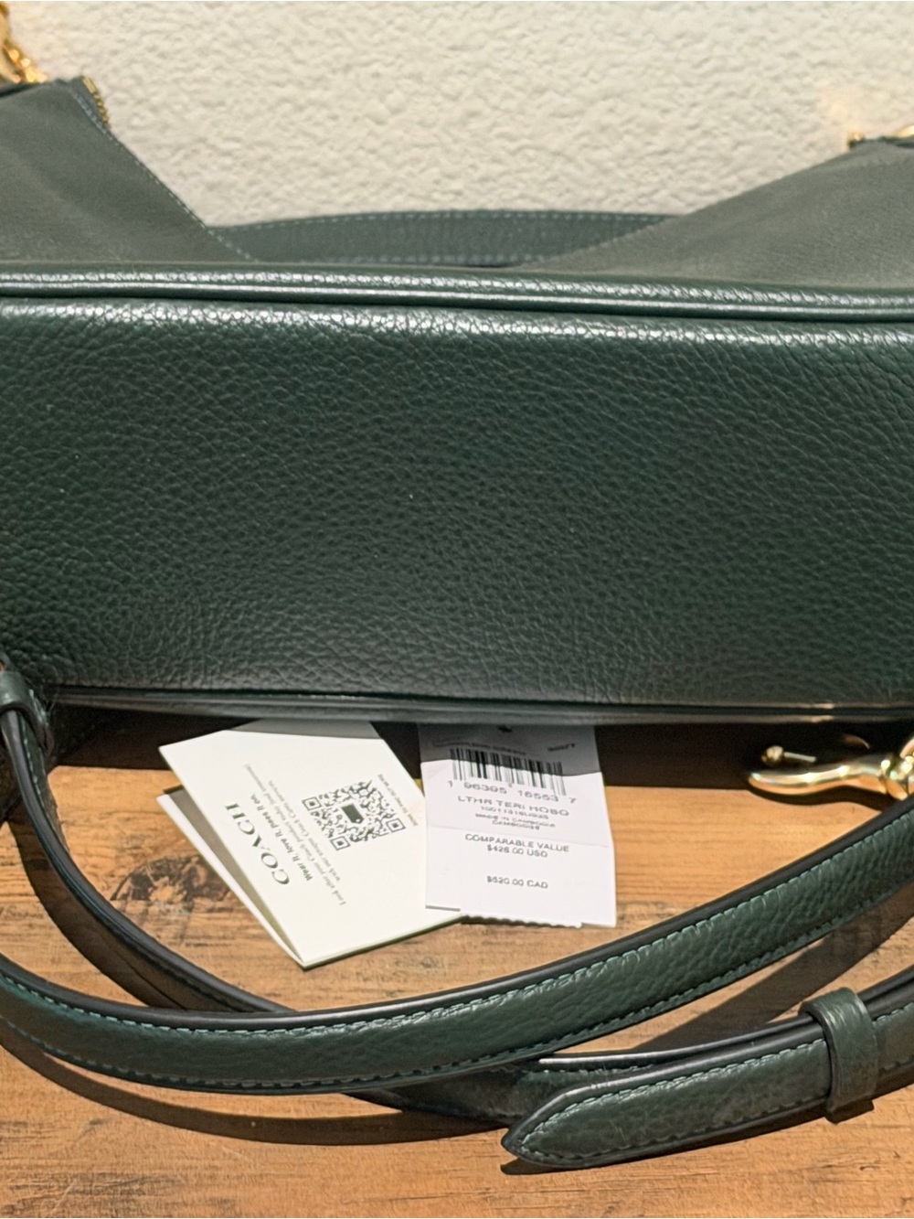 Coach Teri Hobo Green Gold Leather Shoulder Bag purse convertible NEW - Picture 13 of 15